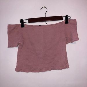 blush pink off the shoulder top